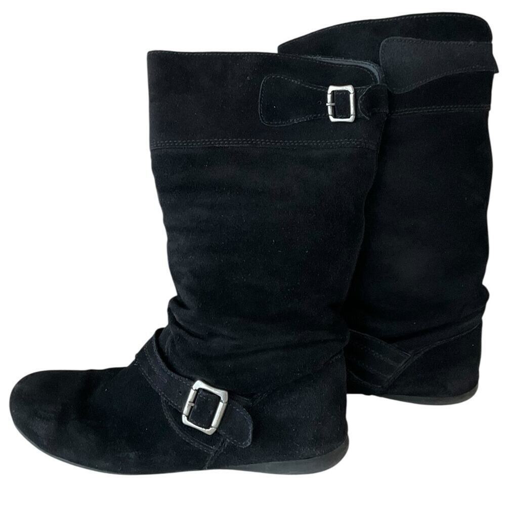 Women's Black Suede Buckle Boots Size EUR 40 US 9.5-10